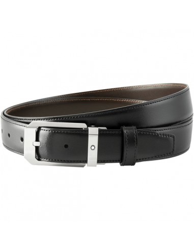 Montblanc   Ceinture  Classic Line 30 mm, boucle ardillon rectangulaire, acier inoxydable poli Noir/Marron pas chere