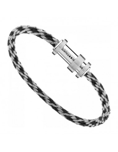 Montblanc Bracelet en nylon tressé et acier avec fermoir en acier mat/poli et trois anneaux Pour